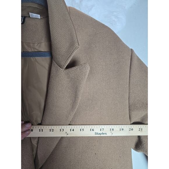H&M Trench Coat Wool Blend Womens XS Jacket Camel Office Formal Holiday Party - Picture 3 of 10